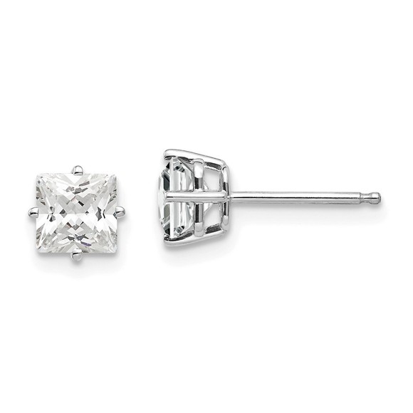 14k White Gold 5mm Cubic Zirconia Earrings